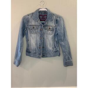 Jade Jeans "Jade Rocks" Light Wash Denim Jacket Women's Sz S Y2K Retro